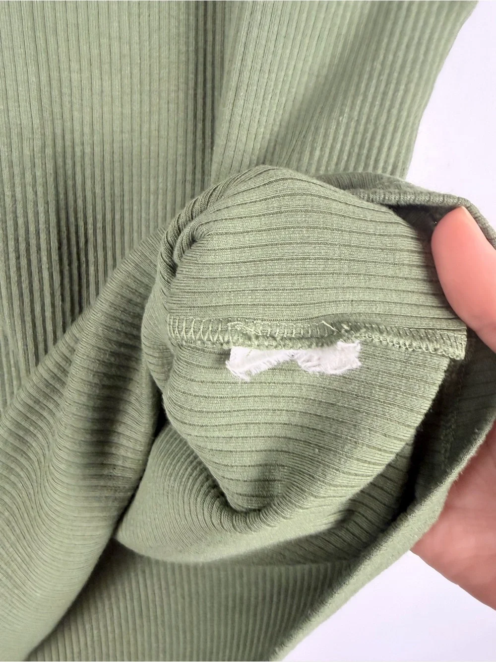 J. Crew Vintage rib T-shirt with cotton poplin puff sleeves green size small